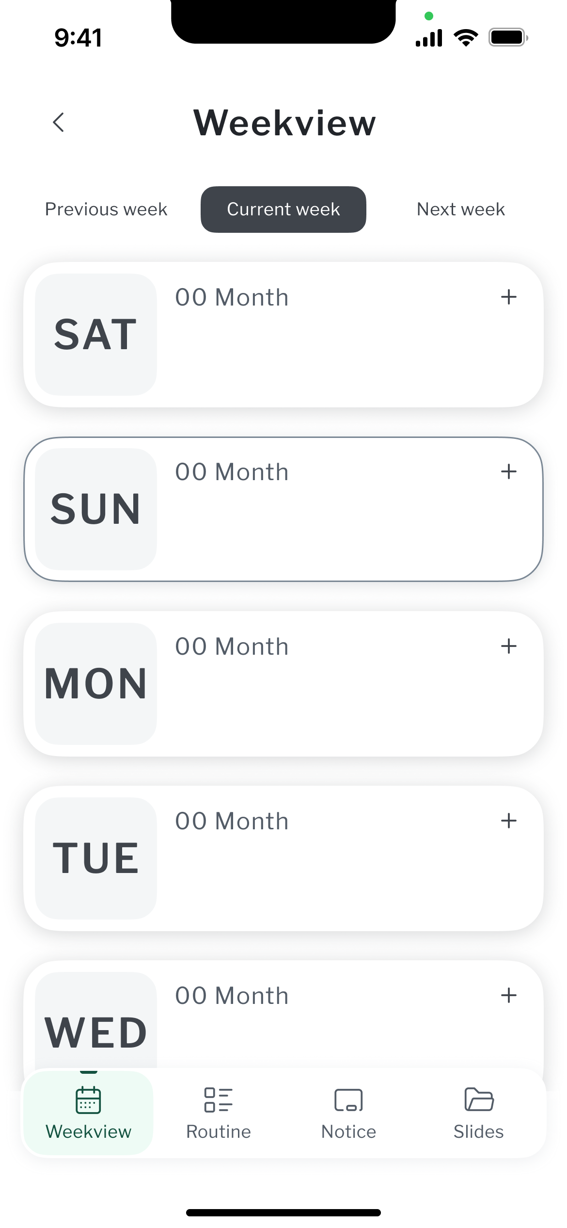 Week View Calendar